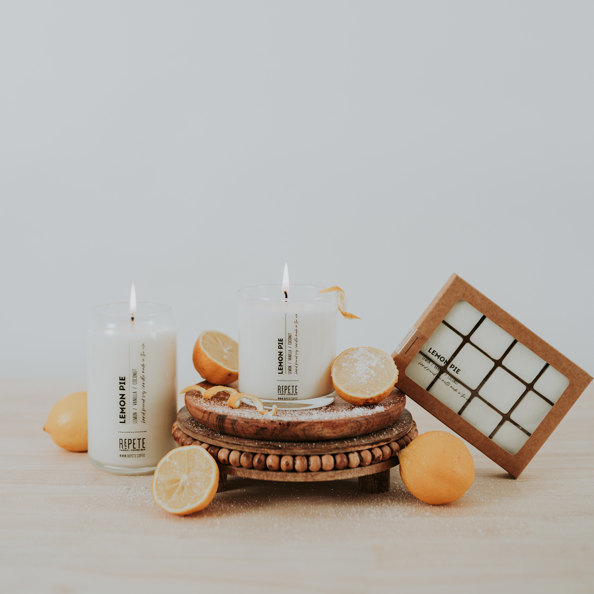 Lemon Pie scented products from Repete Candle and Coffee Bar