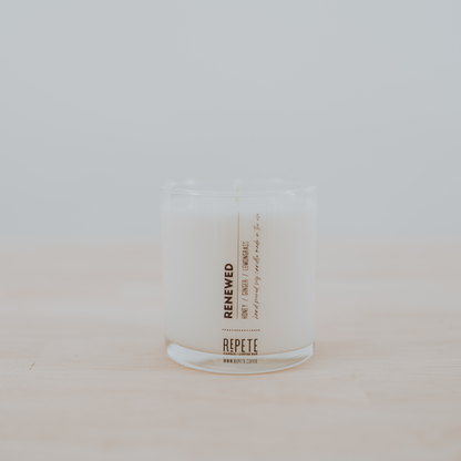 Renewed nine ounce candle from Repete Candle and Coffee Bar