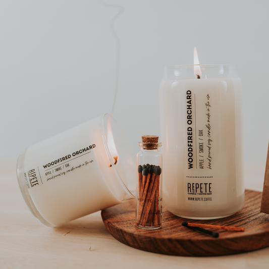 Woodfired Orchard candles from Repete Candle and Coffee Bar